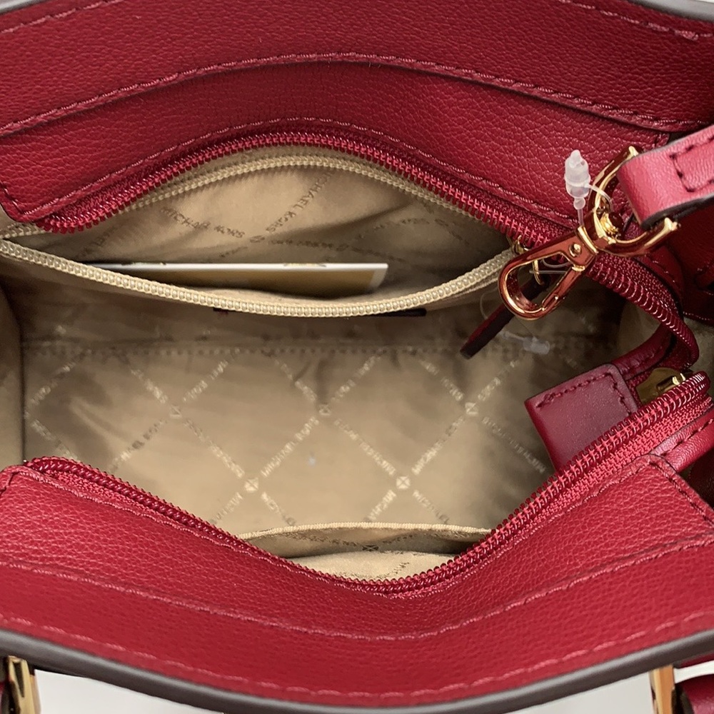 Michael Kors Hamilton Small Satchel Shoulder Crossbody Bag Dark Cherry COLOR - Picture 5 of 16